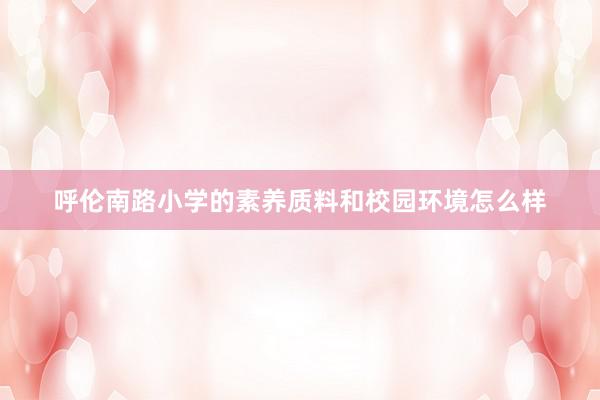 呼伦南路小学的素养质料和校园环境怎么样