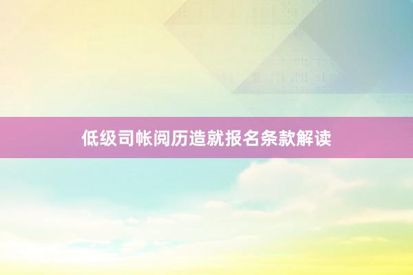 低级司帐阅历造就报名条款解读