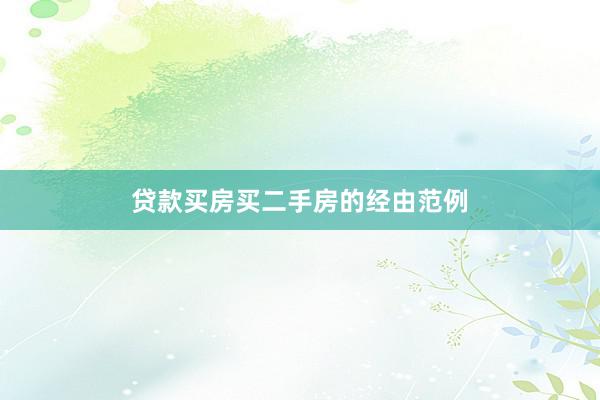 贷款买房买二手房的经由范例