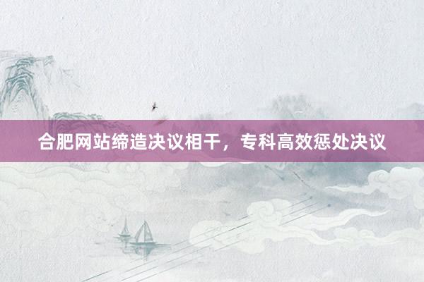 合肥网站缔造决议相干，专科高效惩处决议